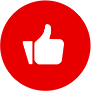 a thumbs up sign on a red background.