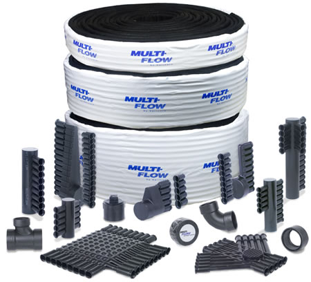 Multi-Flow drainage rolls with a variety of outlet and connection fittings